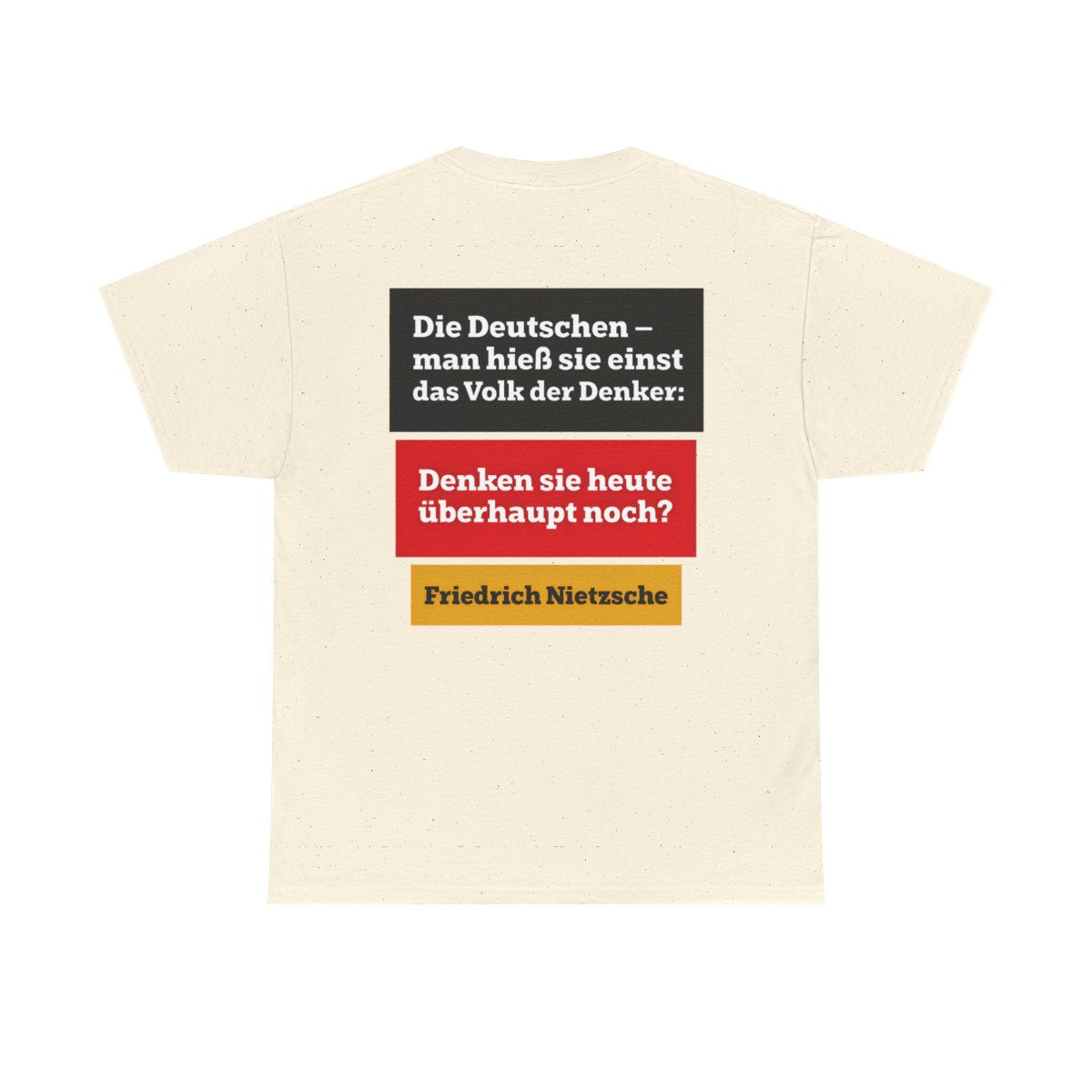 Unisex T-Shirt mit Zitat - Nietzsche - Volk der Denker Balken (Druck hinten) – back