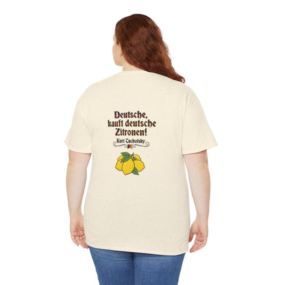 Unisex T-Shirt mit Zitat - Tucholsky - Deutsche Zitronen (Druck hinten) – person-5-back