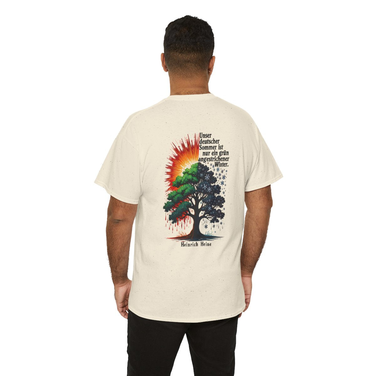 Unisex T-Shirt mit Zitat - Heine - Deutscher Sommer (Druck hinten) – person-6-back