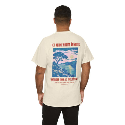 Unisex T-Shirt mit Zitat - Goethe - Ich kenne nichts Ärmeres (Druck hinten) – person-6-back