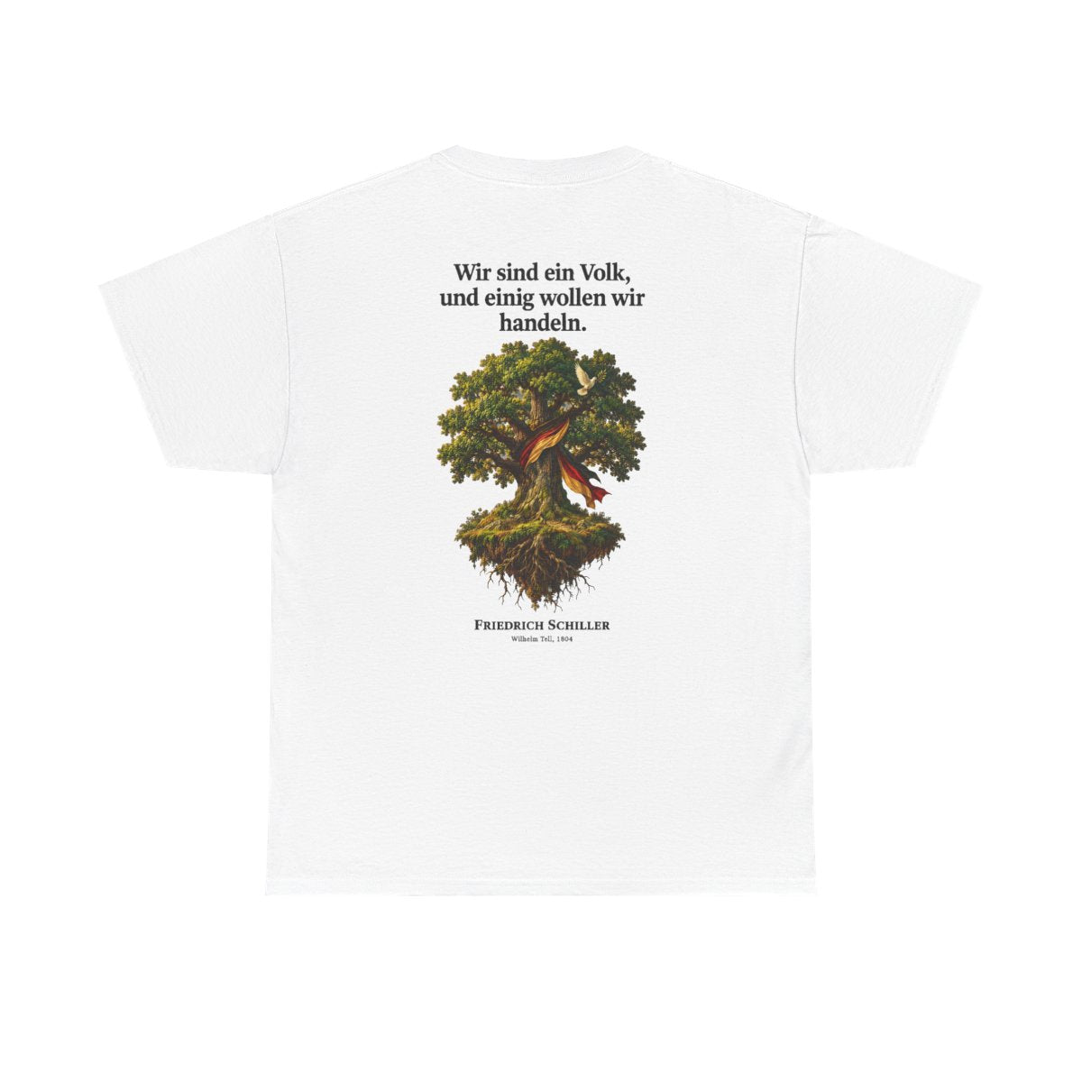 Unisex T-Shirt mit Zitat - Schiller - Wir sind ein Volk (Druck hinten) – back