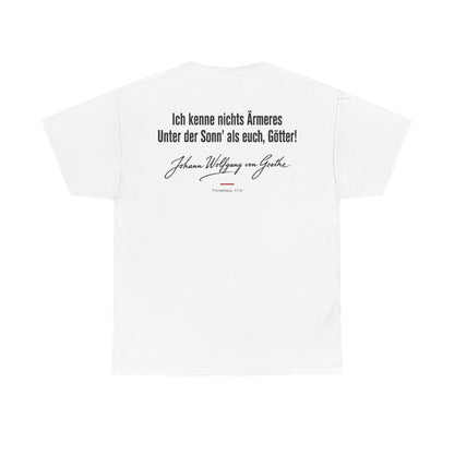 Unisex T-Shirt mit Zitat - Goethe - Ich kenne nichts Ärmeres Signatur (Druck hinten) – back