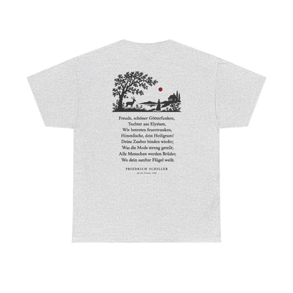 Unisex T-Shirt mit Zitat - Schiller - Freude, schöner Götterfunken Scherenschnitt (Druck hinten) – back
