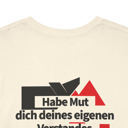 Unisex T-Shirt mit Zitat - Kant - Habe Mut Bauhaus (Druck hinten) – back-collar-closeup