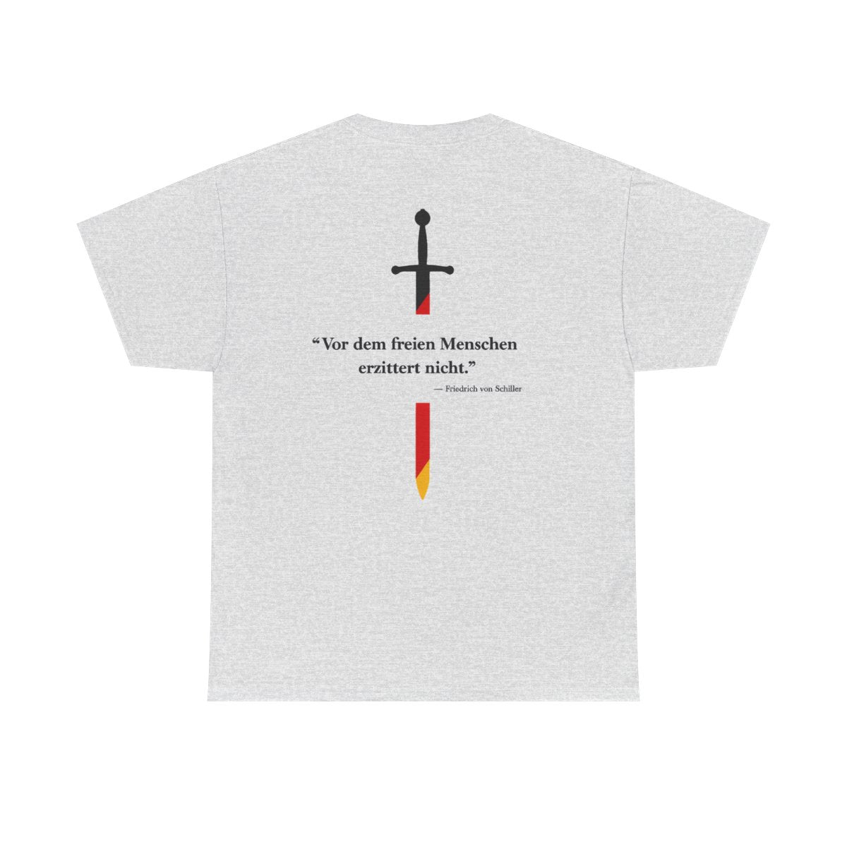 Unisex T-Shirt mit Zitat - Schiller - Vor dem freien Menschen (Druck hinten) – back