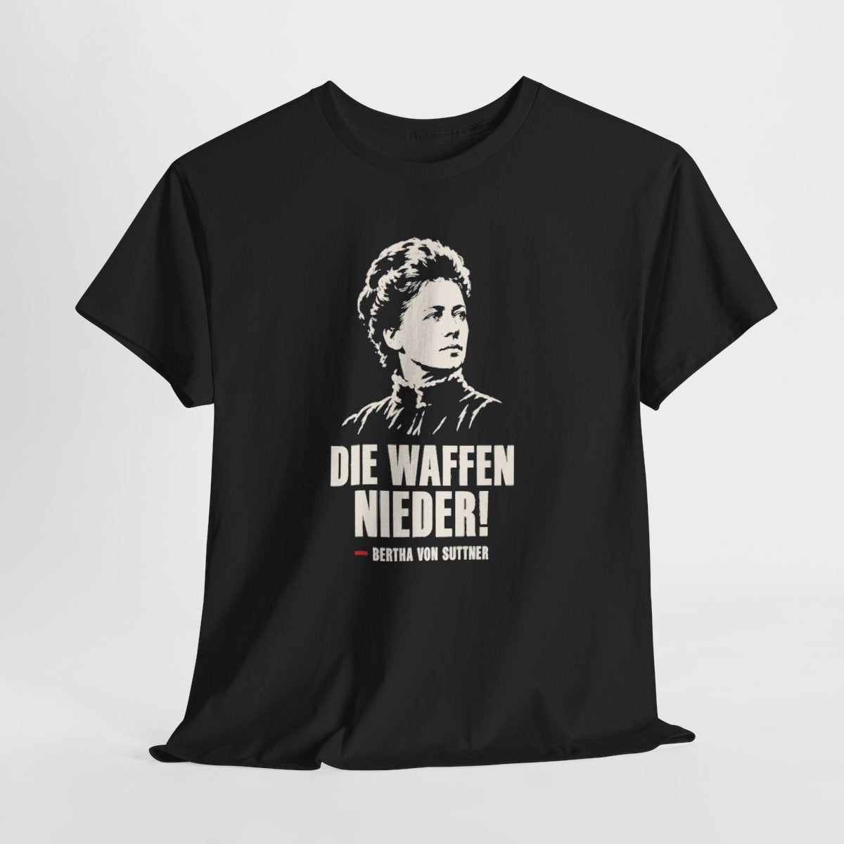 Unisex T-Shirt mit Zitat - Bertha von Suttner - Die Waffen nieder – hanging-1
