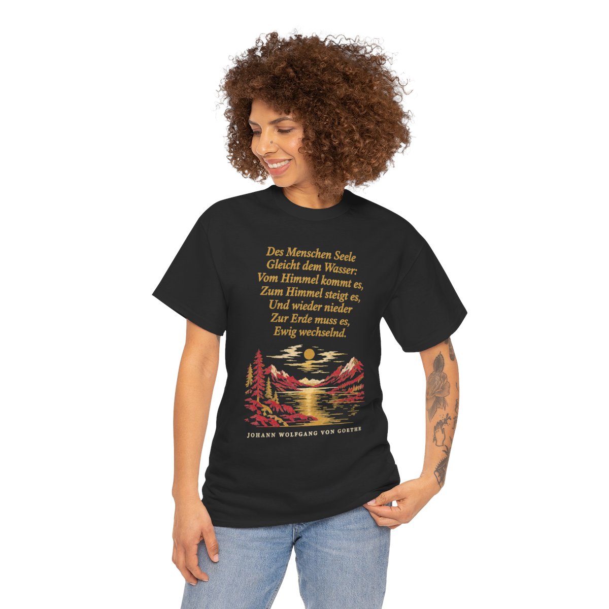 Unisex T-Shirt mit Zitat - Goethe - Des Menschen Seele – person-1