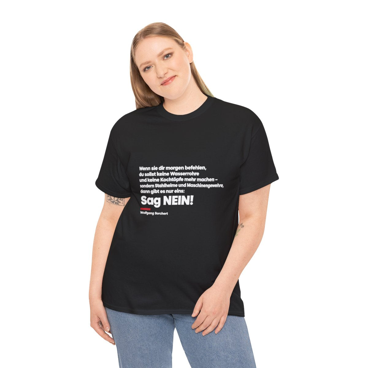 Unisex T-Shirt mit Zitat - Borchert - Sag Nein – person-2