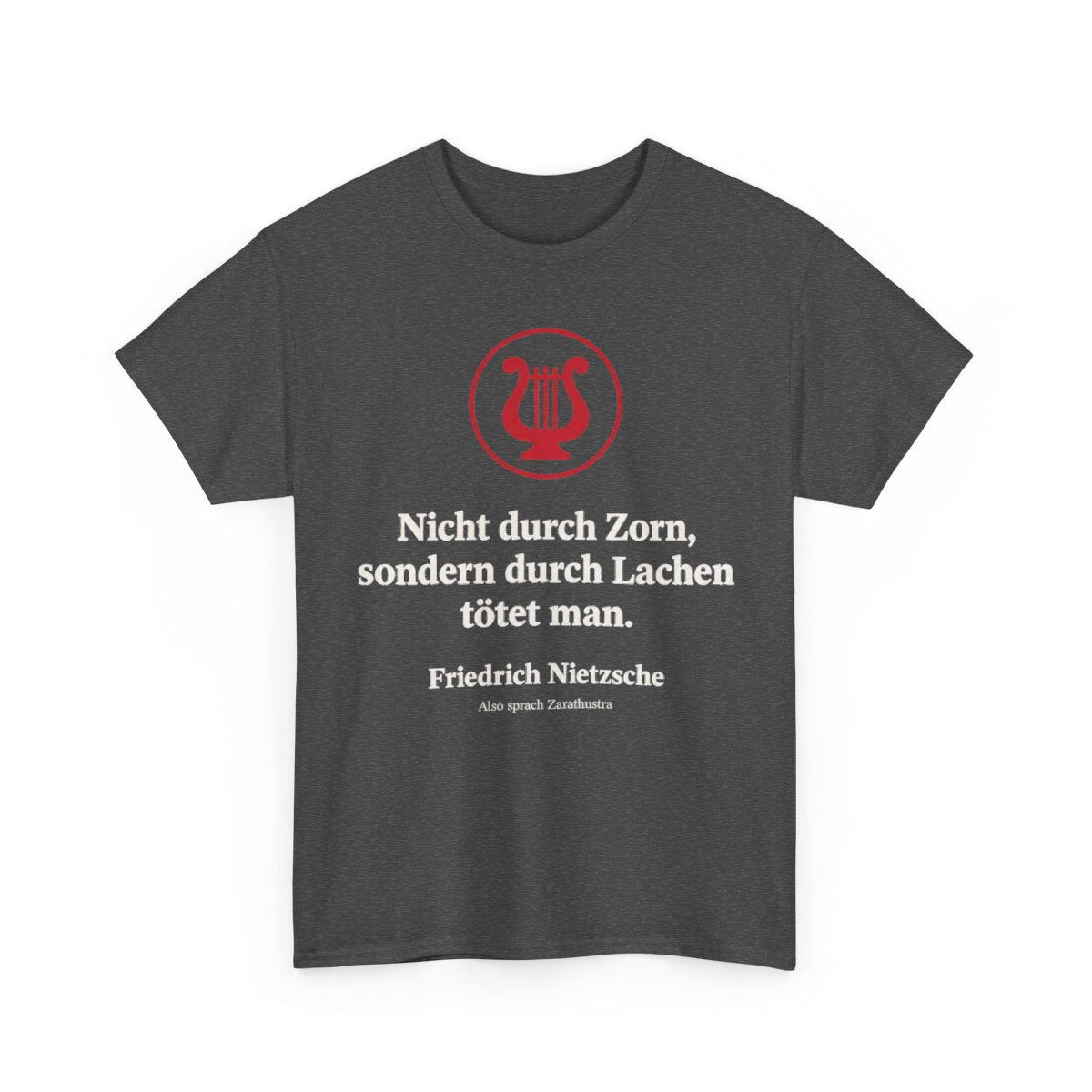 Unisex T-Shirt mit Zitat - Nietzsche - Nicht durch Zorn Symbol – front-2
