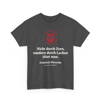 Unisex T-Shirt mit Zitat - Nietzsche - Nicht durch Zorn Symbol – front-2