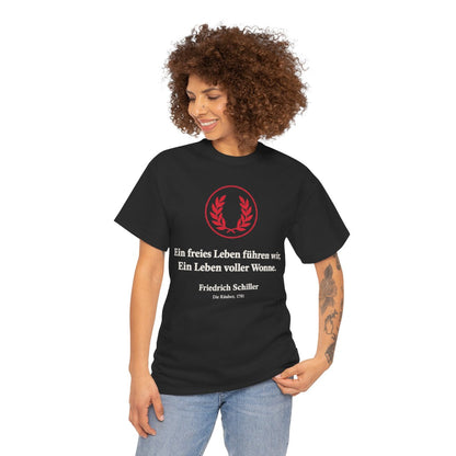 Unisex T-Shirt mit Zitat - Schiller - Ein freies Leben führen wir – person-1