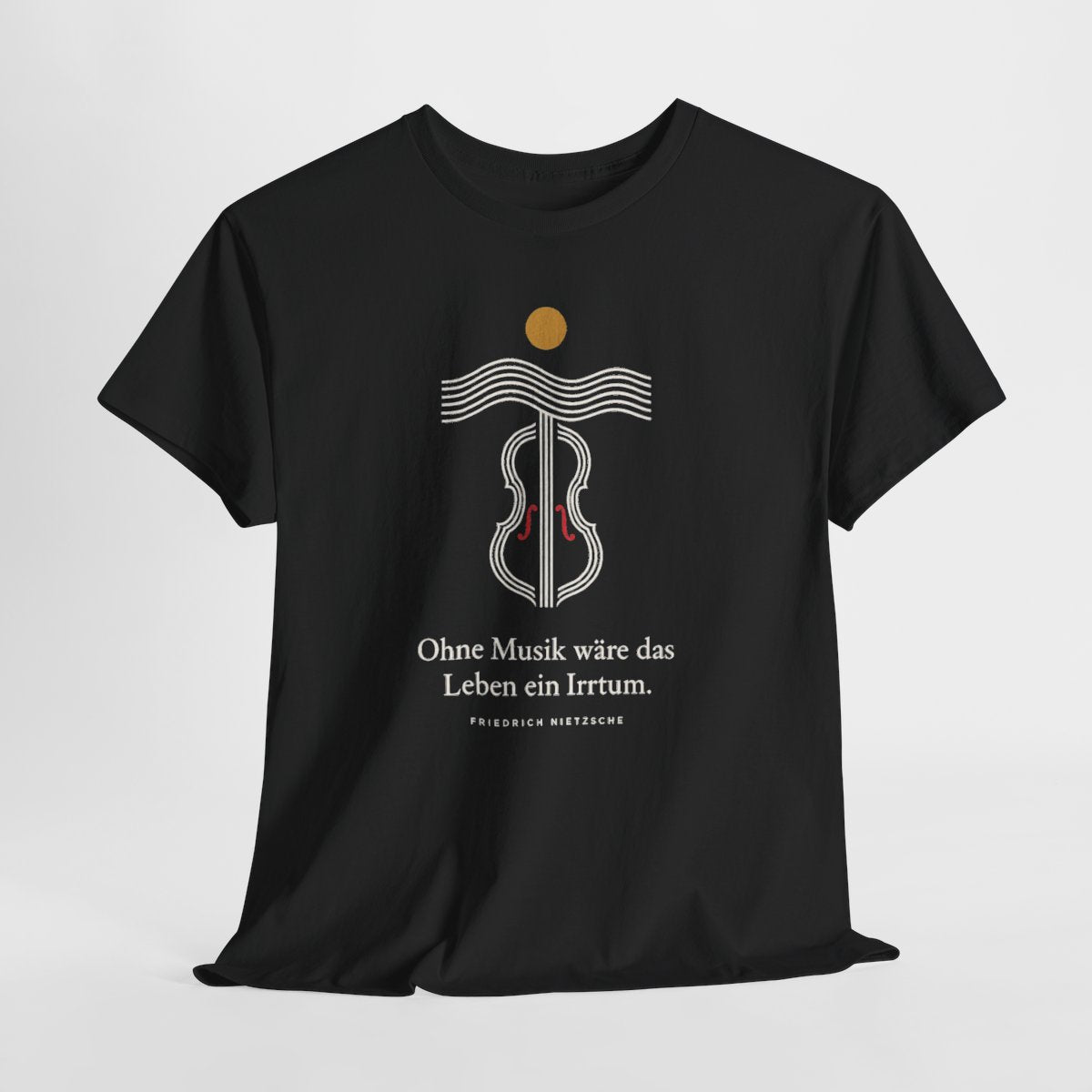 Unisex T-Shirt mit Zitat - Nietzsche - Ohne Musik – hanging-1