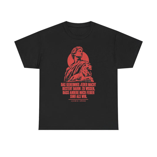 Unisex T-Shirt mit Zitat - Börne - Das Geheimnis jeder Macht besteht Vintage – front