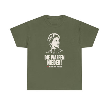 Unisex T-Shirt mit Zitat - Bertha von Suttner - Die Waffen nieder – front
