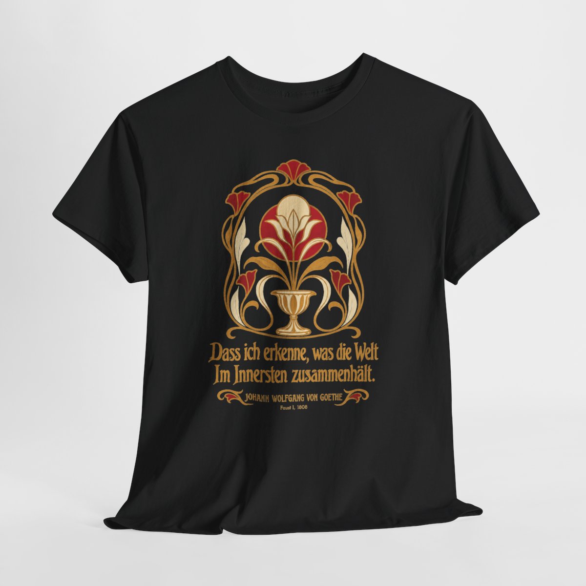 Unisex T-Shirt mit Zitat - Goethe - Dass ich erkenne, was die Welt – hanging-1