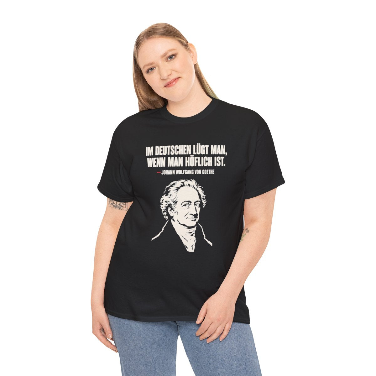 Unisex T-Shirt mit Zitat - Goethe - Im Deutschen lügt man – person-2