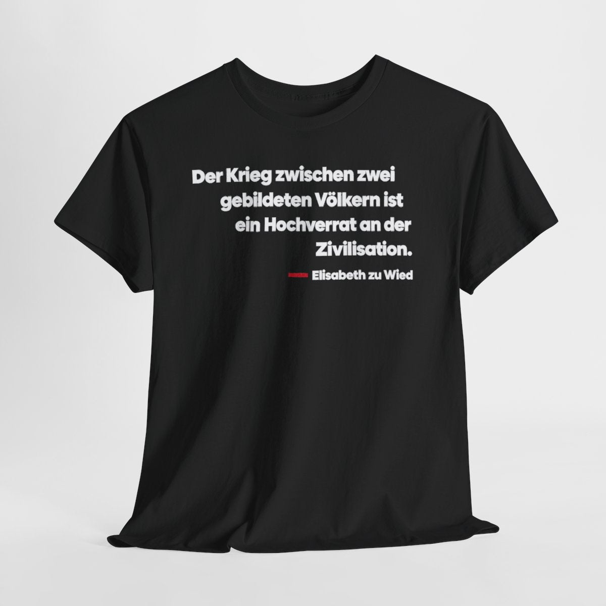 Unisex T-Shirt mit Zitat - Wied - Der Krieg zwischen zwei gebildeten – hanging-1