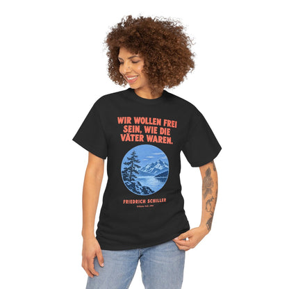 Unisex T-Shirt mit Zitat - Schiller - Wir wollen frei sein – person-1