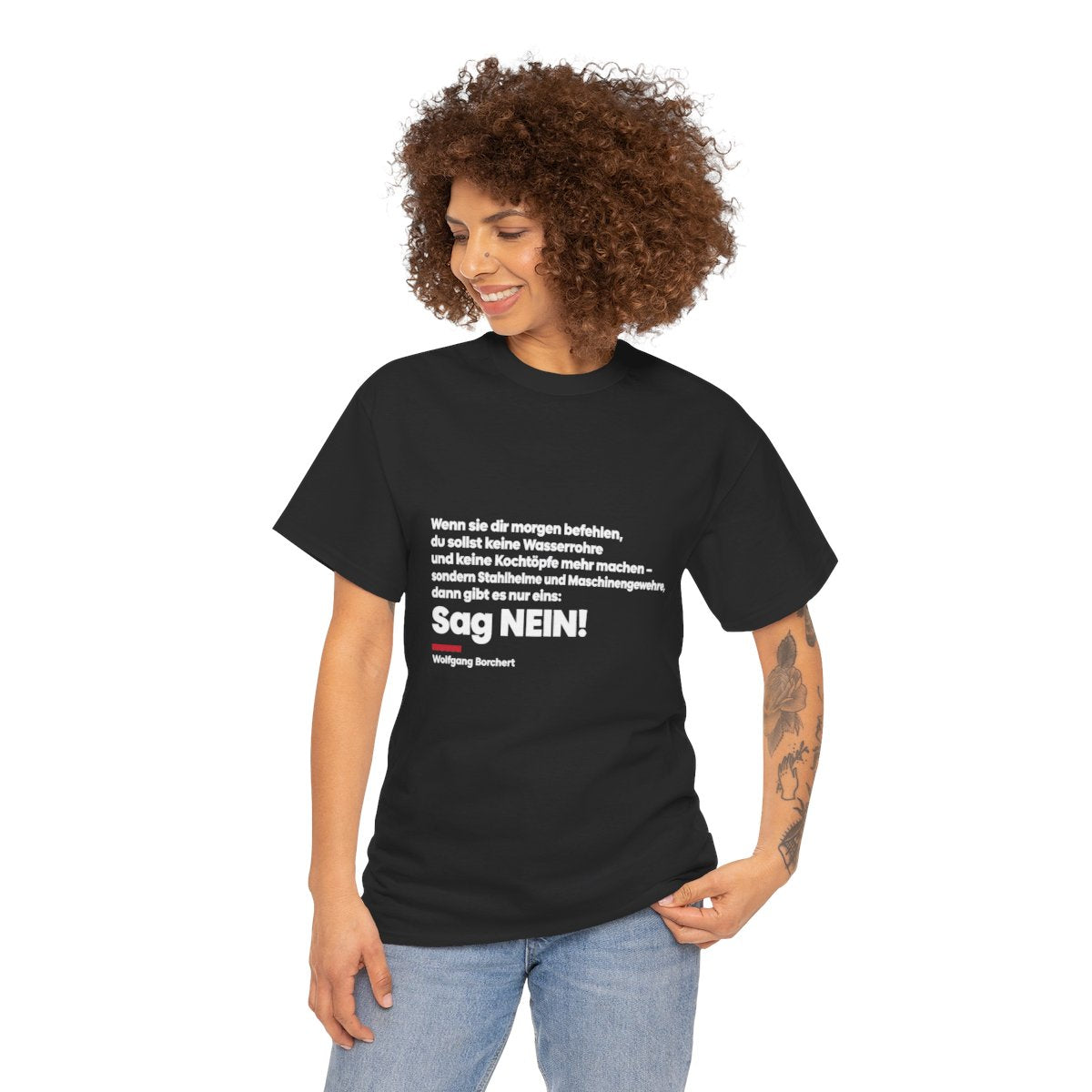 Unisex T-Shirt mit Zitat - Borchert - Sag Nein – person-1