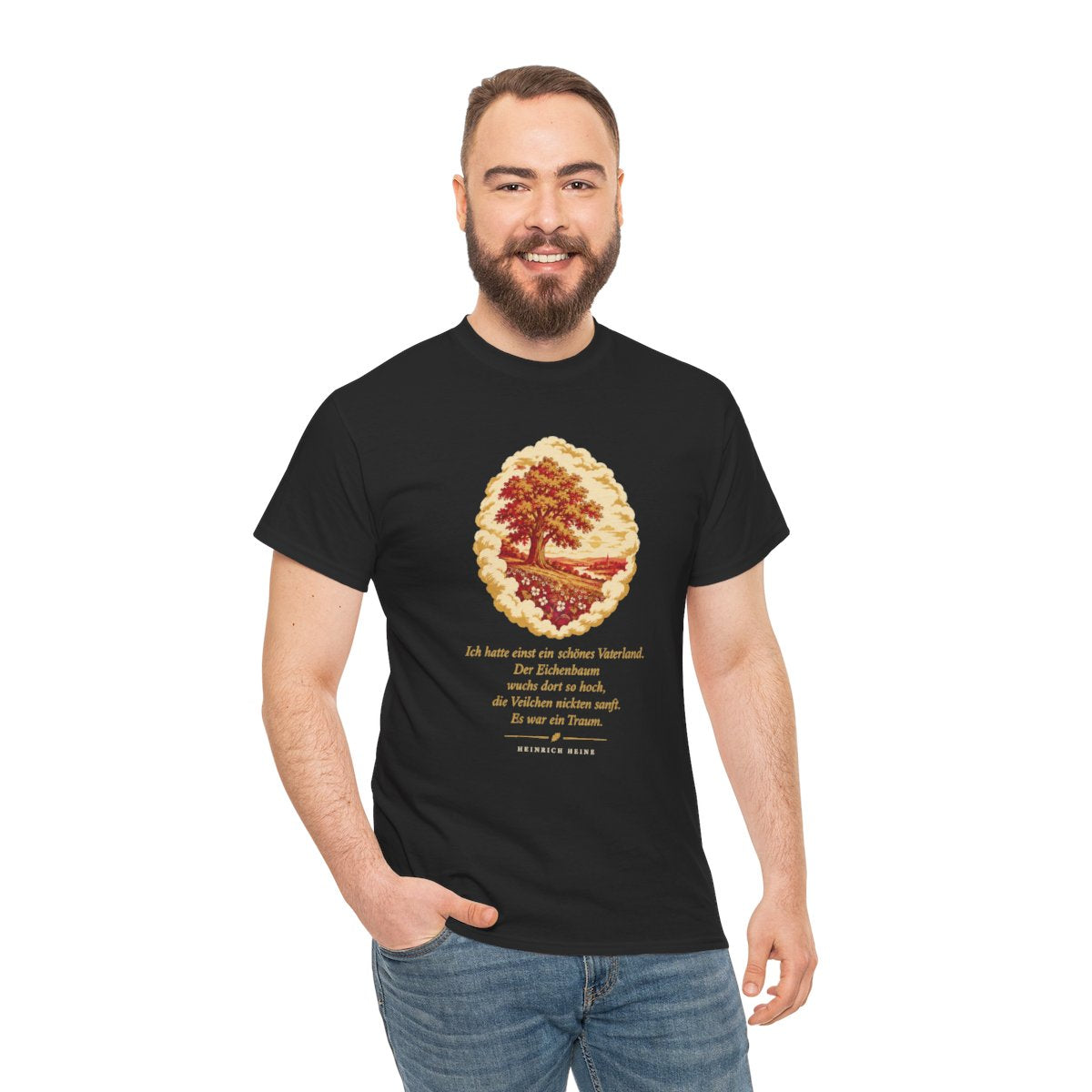 Unisex T-Shirt mit Zitat - Heine - Schönes Vaterland Traum – person-3