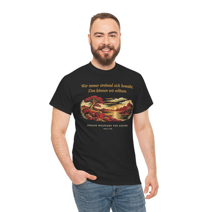 Unisex T-Shirt mit Zitat - Goethe - Wer immer strebend sich bemüht – person-3