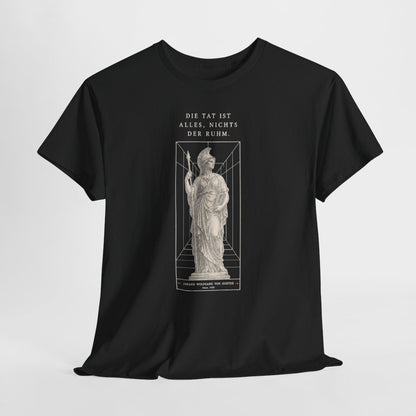 Unisex T-Shirt mit Zitat - Goethe - Die Tat ist alles, nichts der Ruhm – hanging-1
