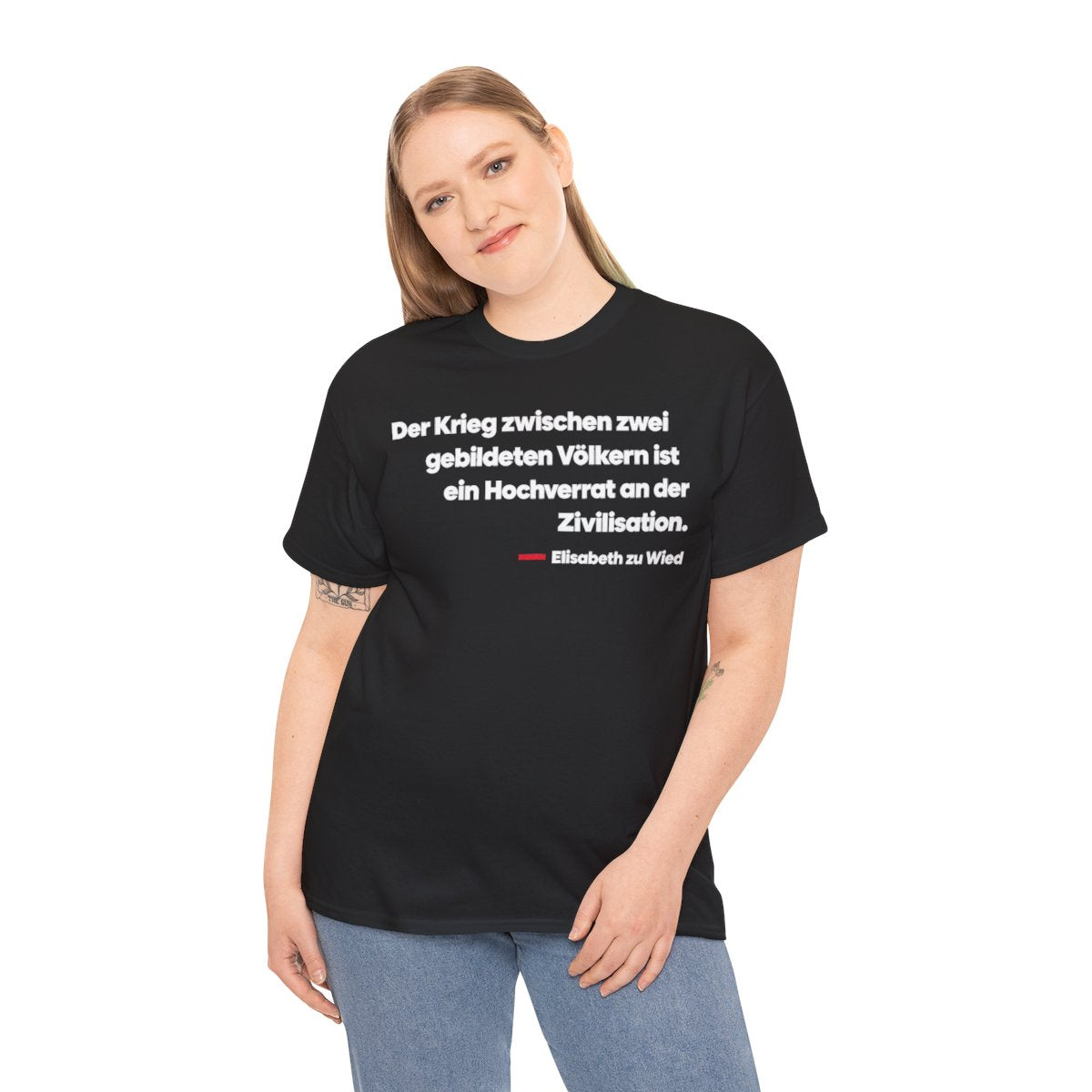 Unisex T-Shirt mit Zitat - Wied - Der Krieg zwischen zwei gebildeten – person-2