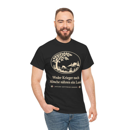 Unisex T-Shirt mit Zitat - Herder - Weder Krieger noch Mönche nähren ein Land Scherenschnitt – person-3