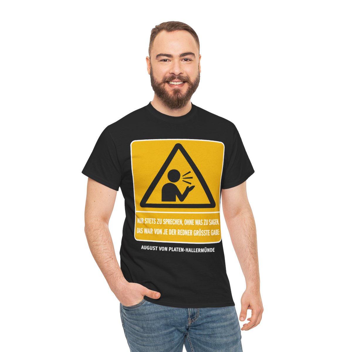 Unisex T-Shirt mit Zitat - Platen-Hallermünde - Nur stets zu sprechen – person-3
