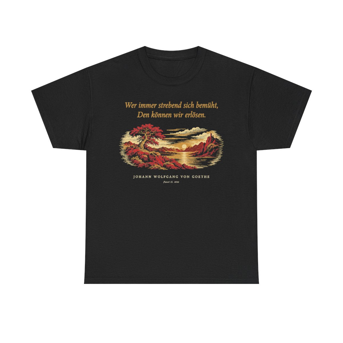 Unisex T-Shirt mit Zitat - Goethe - Wer immer strebend sich bemüht – front