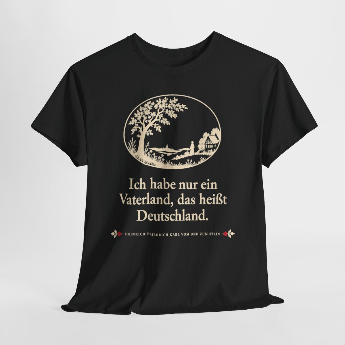 Unisex T-Shirt mit Zitat - Stein - Ich habe nur ein Vaterland Scherenschnitt – hanging-1
