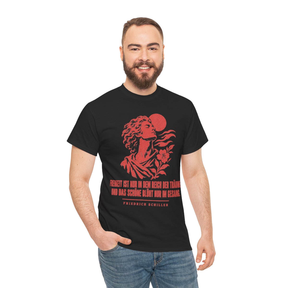 Unisex T-Shirt mit Zitat - Schiller - Freiheit ist – person-3