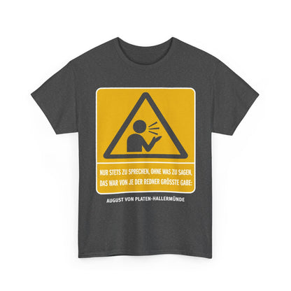 Unisex T-Shirt mit Zitat - Platen-Hallermünde - Nur stets zu sprechen – front-2