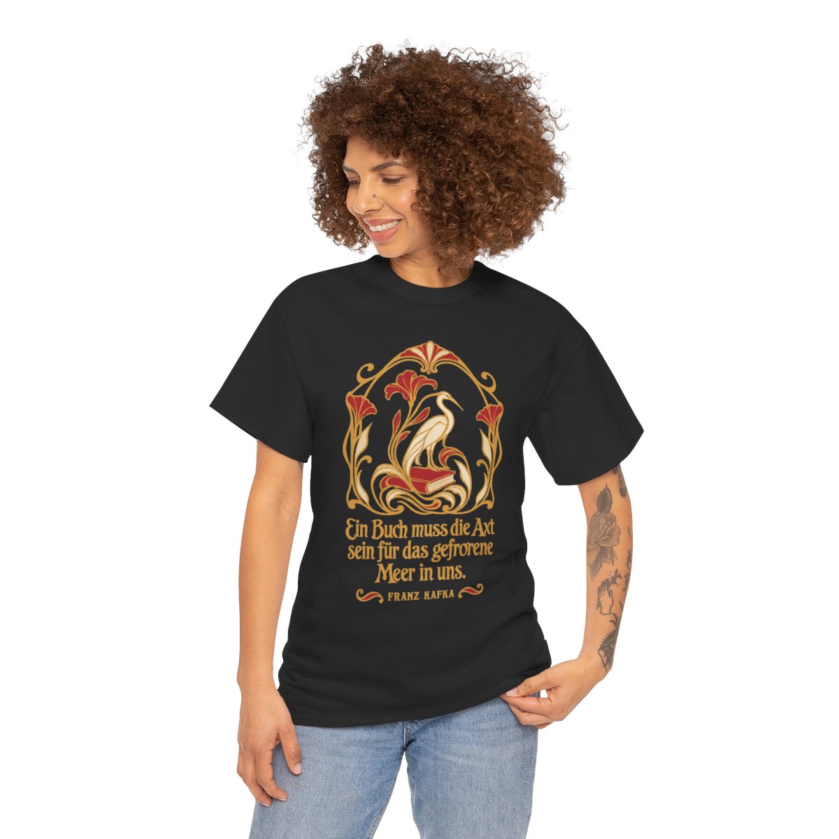 Unisex T-Shirt mit Zitat - Kafka - Ein Buch muss die Axt – person-1