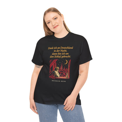 Unisex T-Shirt mit Zitat - Heine - Denk ich an Deutschland Nachtfenster – person-2