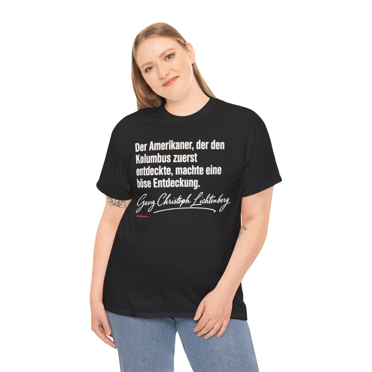 Unisex T-Shirt mit Zitat - Lichtenberg - Der Amerikaner Signatur – person-2