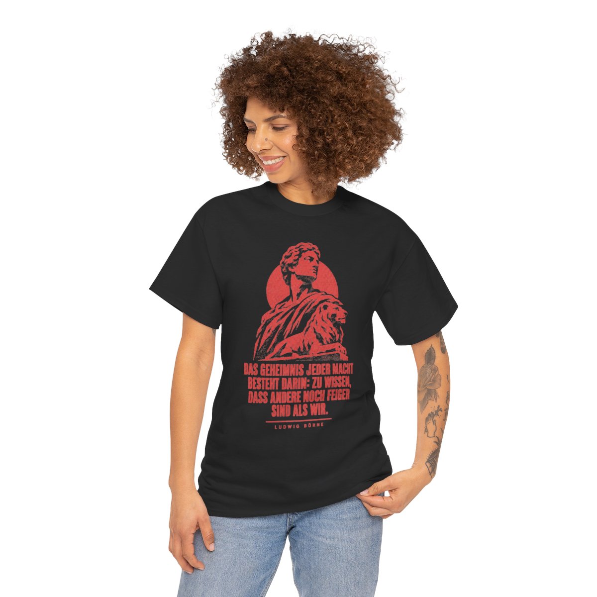 Unisex T-Shirt mit Zitat - Börne - Das Geheimnis jeder Macht besteht Vintage – person-1