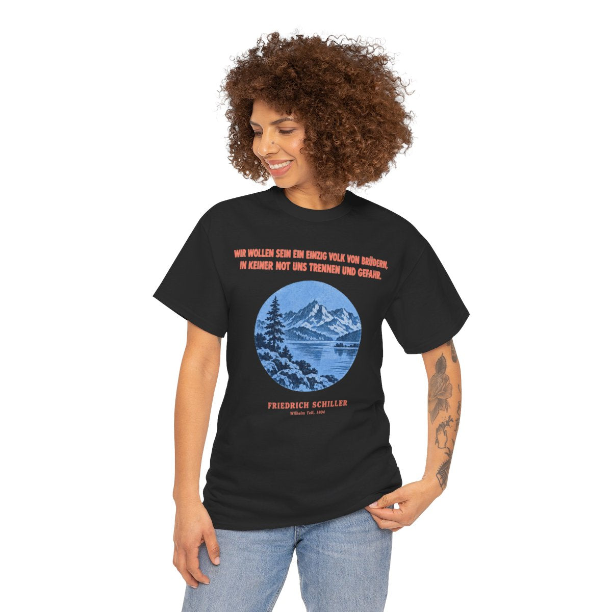 Unisex T-Shirt mit Zitat - Schiller - Wir wollen sein ein einzig – person-1