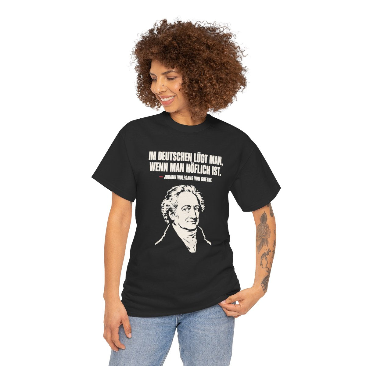 Unisex T-Shirt mit Zitat - Goethe - Im Deutschen lügt man – person-1