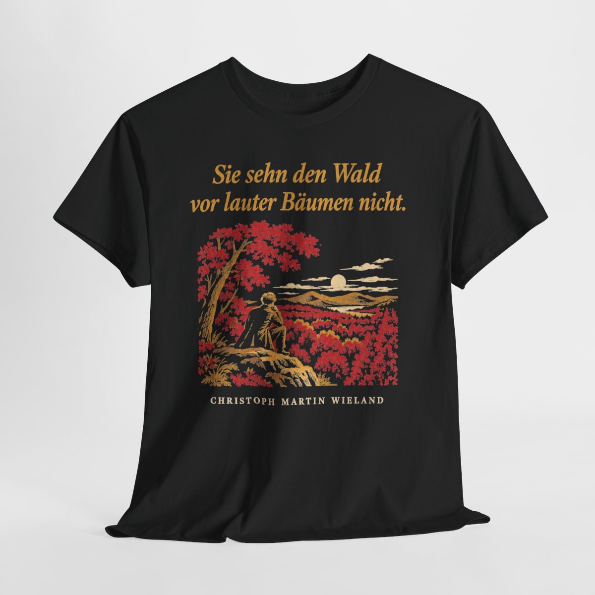 Unisex T-Shirt mit Zitat - Wieland - Sie sehn den Wald vor Nachtstück – hanging-1