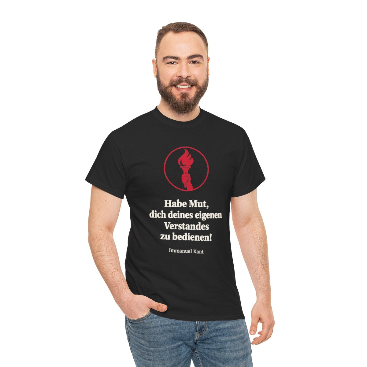 Unisex T-Shirt mit Zitat - Kant - Habe Mut Fackel – person-3