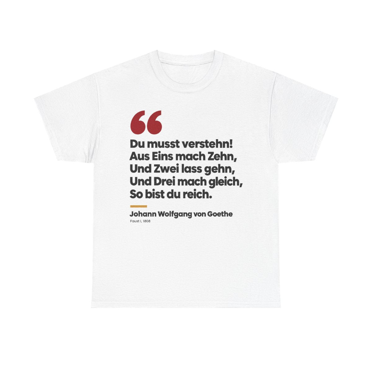 Unisex T-Shirt mit Zitat - Goethe - Du musst verstehn – front