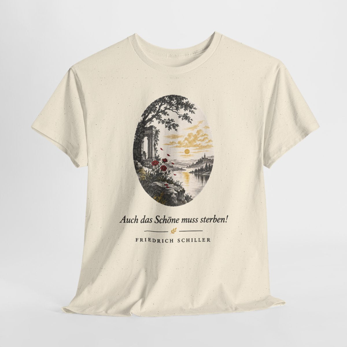 Unisex T-Shirt mit Zitat - Schiller - Auch das Schöne muss sterben – hanging-1