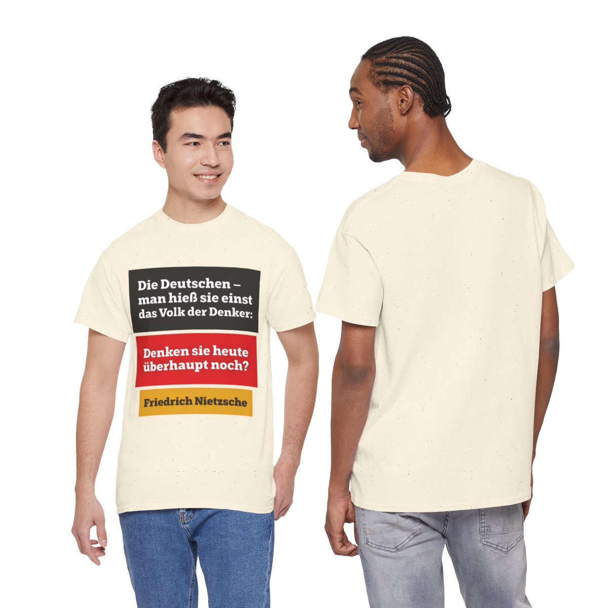 Unisex T-Shirt mit Zitat - Nietzsche - Volk der Denker Balken – duo