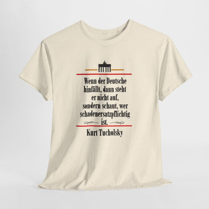 Unisex T-Shirt mit Zitat - Tucholsky - Schadenersatzpflichtig – hanging-1