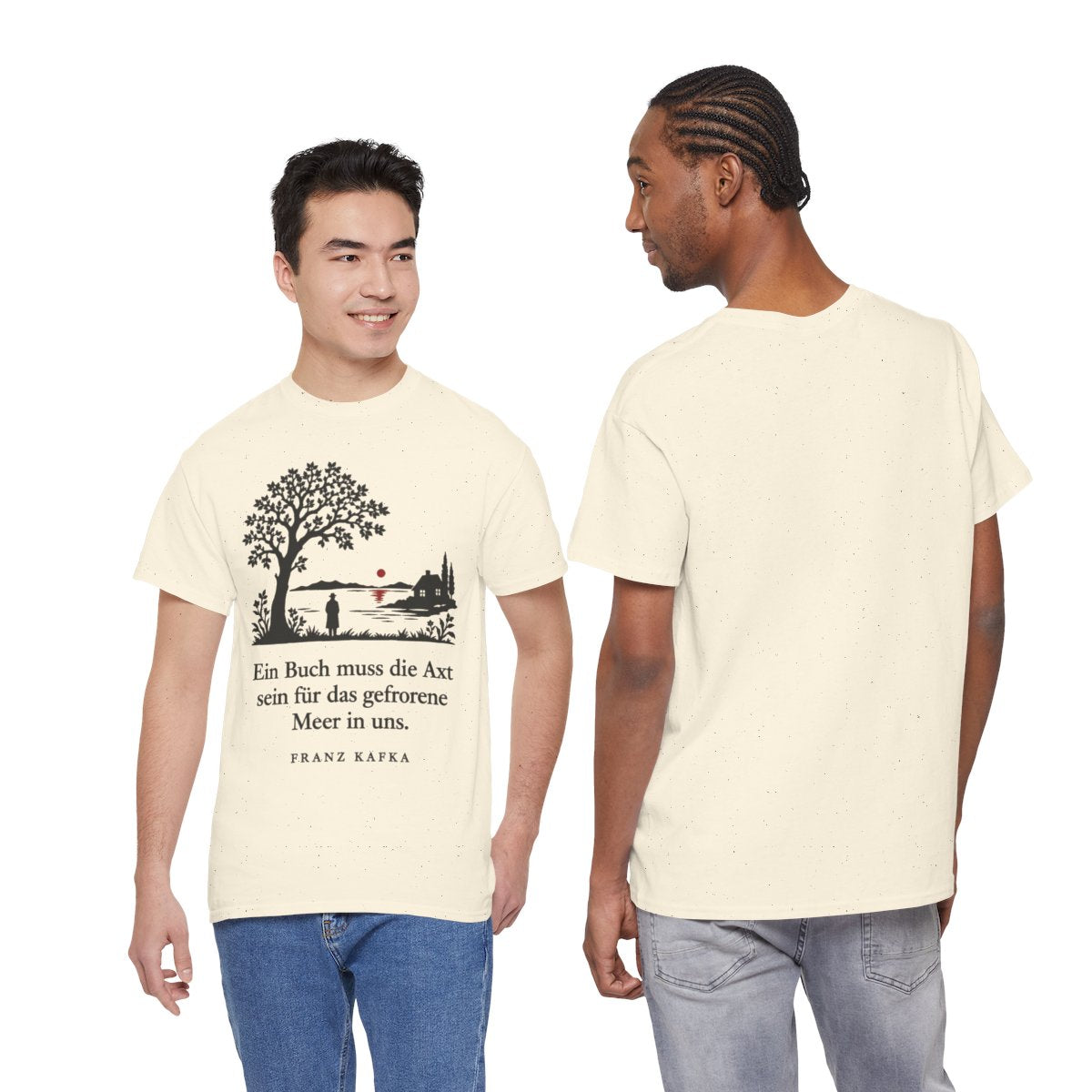 Unisex T-Shirt mit Zitat - Kafka - Ein Buch muss die Axt Scherenschnitt – duo