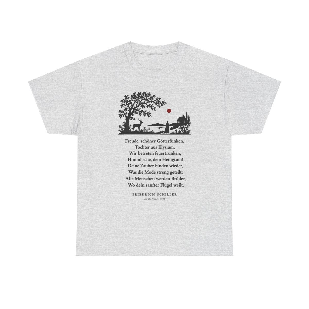 Unisex T-Shirt mit Zitat - Schiller - Freude, schöner Götterfunken Scherenschnitt – front