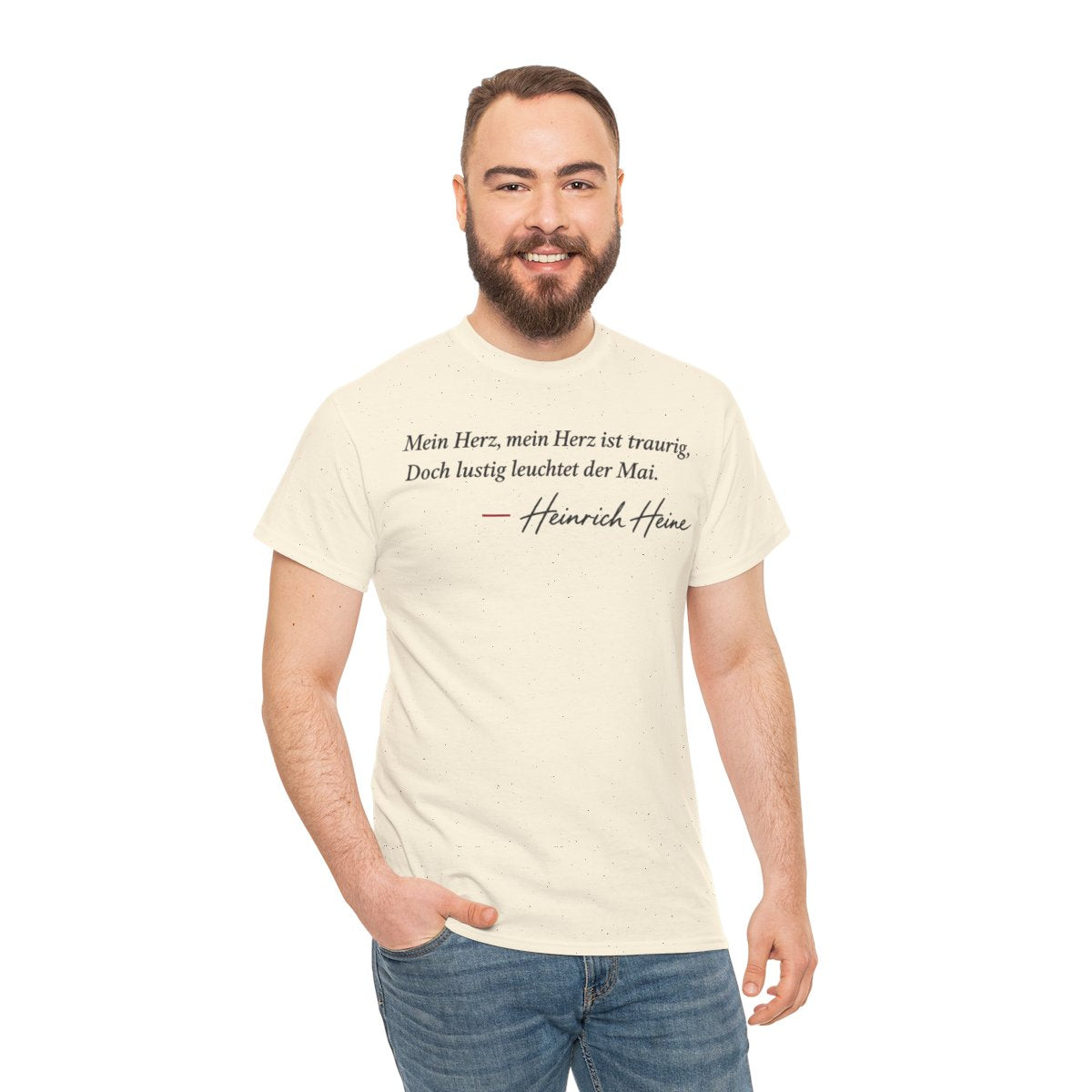 Unisex T-Shirt mit Zitat - Heine - Mein Herz, mein Herz ist traurig Signatur – person-3