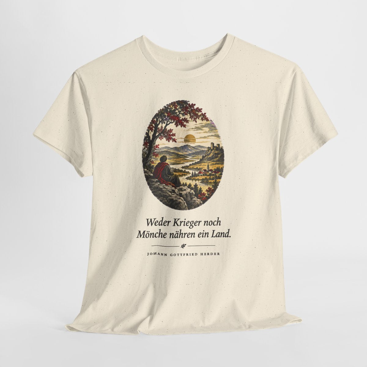 Unisex T-Shirt mit Zitat - Herder - Weder Krieger noch Mönche nähren ein Land – hanging-1