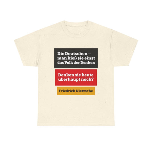 Unisex T-Shirt mit Zitat - Nietzsche - Volk der Denker Balken – front